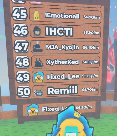 A cropped Sell Ores leaderboard with high-ranking players.